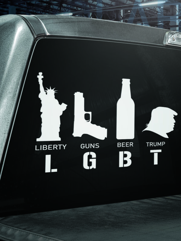 LGBT Liberty Guns Beer and Trump Vinyl Decal